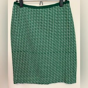 TALBOTS Green & White Woven Tweed Pencil Skirt - 2P - clueless preppy